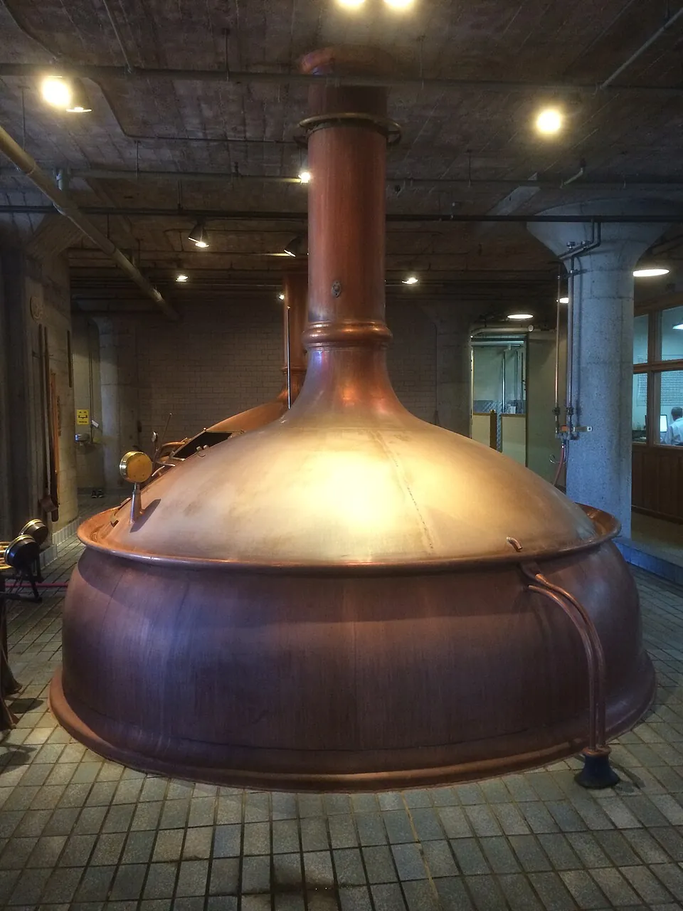 A polished copper brew kettle at Anchor Brewing Company