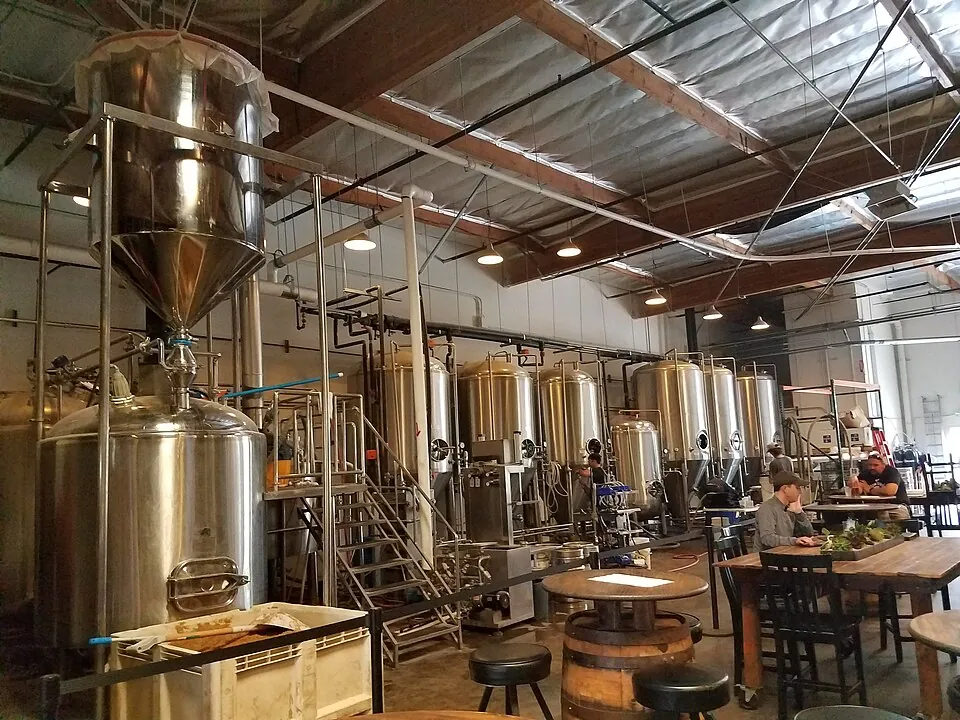The taproom interior of Rough Draft Brewing Company in San Diego, California